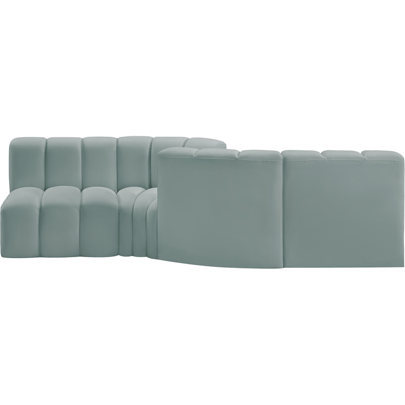 Bowery Hill Contemporary Mint Green Vegan Leather Modular Sectional