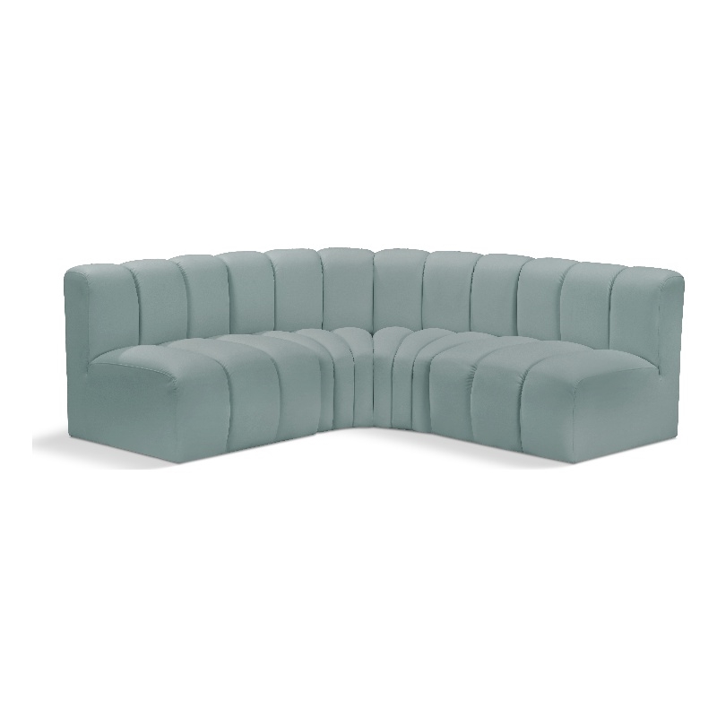 Bowery Hill Contemporary Mint Green Vegan Leather Modular Sectional