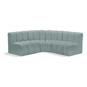Bowery Hill Contemporary Mint Green Vegan Leather Modular Sectional