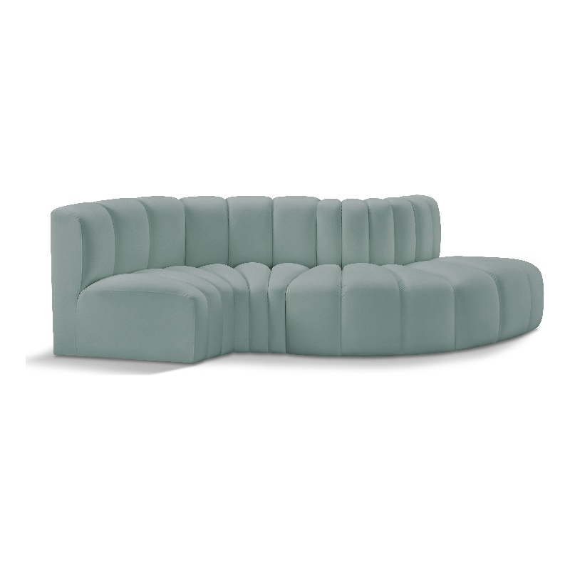 Bowery Hill Contemporary Mint Green Vegan Leather Modular Sectional