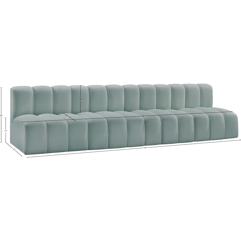 Bowery Hill Contemporary Mint Green Vegan Leather Modular Sectional