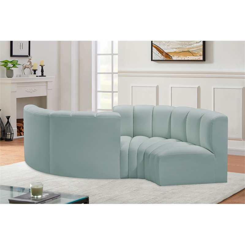 Bowery Hill Contemporary Mint Green Vegan Leather Modular Sectional