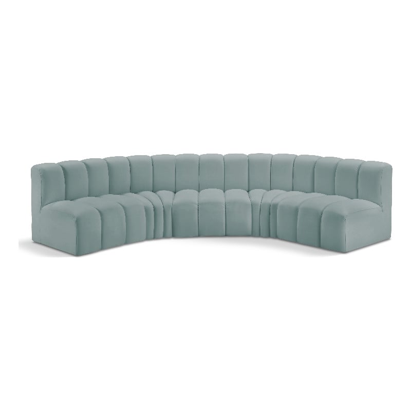 Bowery Hill Contemporary Mint Green Vegan Leather Modular Sectional