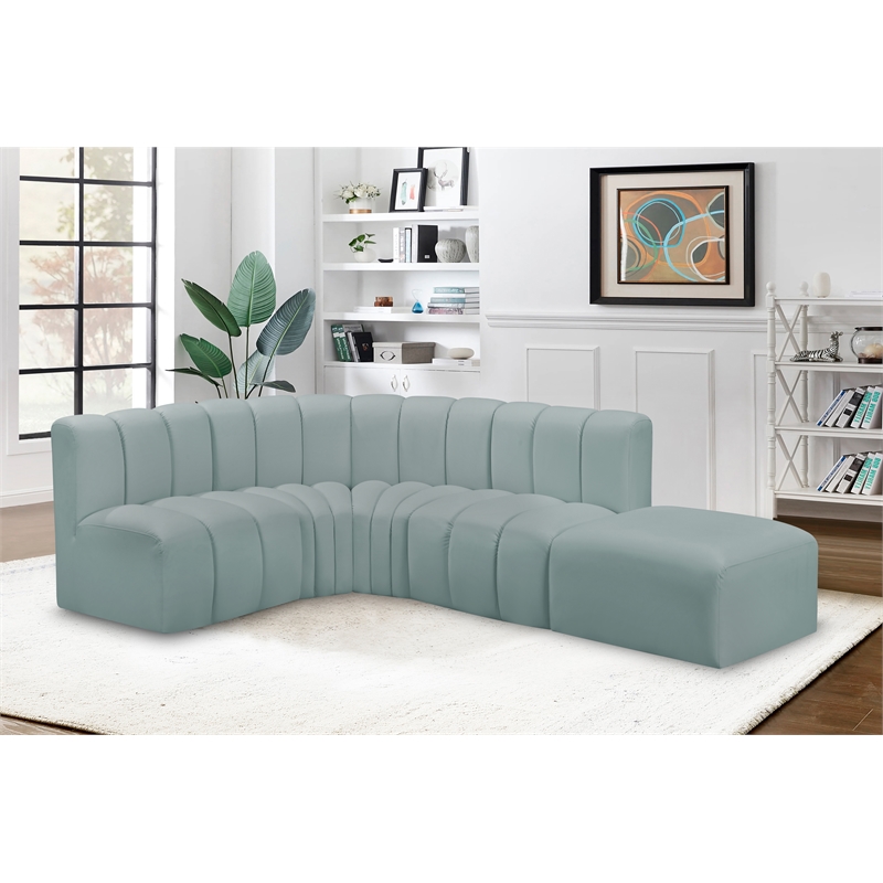 Bowery Hill Contemporary Mint Green Vegan Leather Modular Sectional