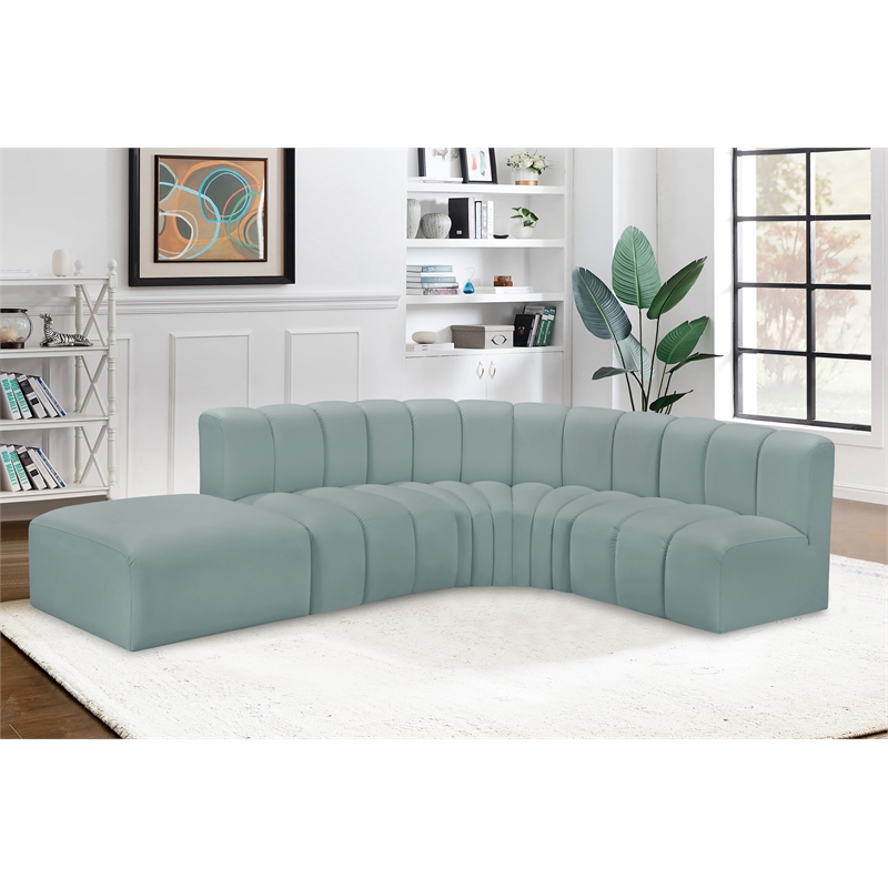 Bowery Hill Contemporary Mint Green Vegan Leather Modular Sectional