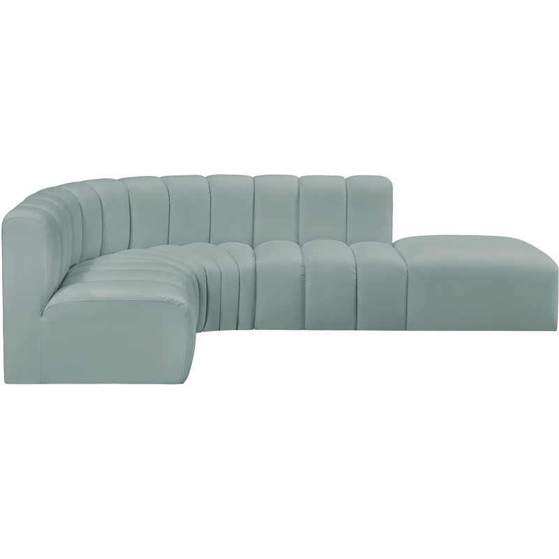 Bowery Hill Contemporary Mint Green Vegan Leather Modular Sectional