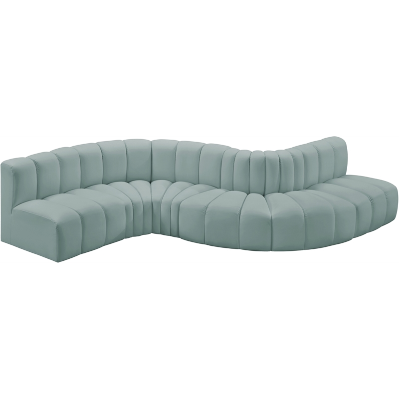 Bowery Hill Contemporary Mint Green Vegan Leather Modular Sectional