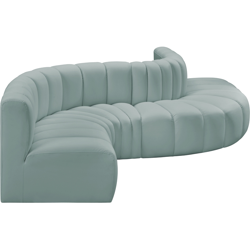 Bowery Hill Contemporary Mint Green Vegan Leather Modular Sectional