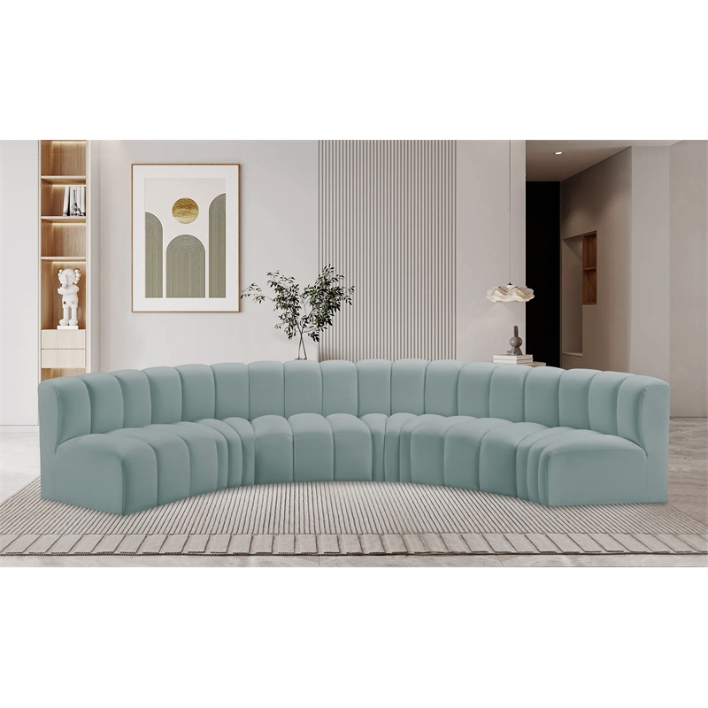 Bowery Hill Contemporary Mint Green Vegan Leather Modular Sectional