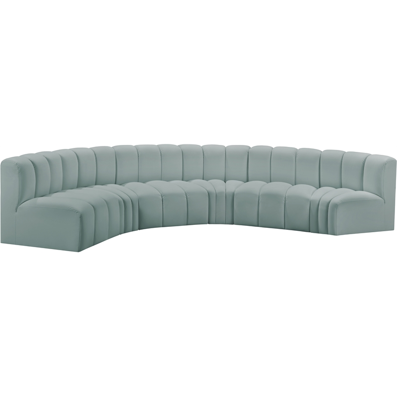 Bowery Hill Contemporary Mint Green Vegan Leather Modular Sectional