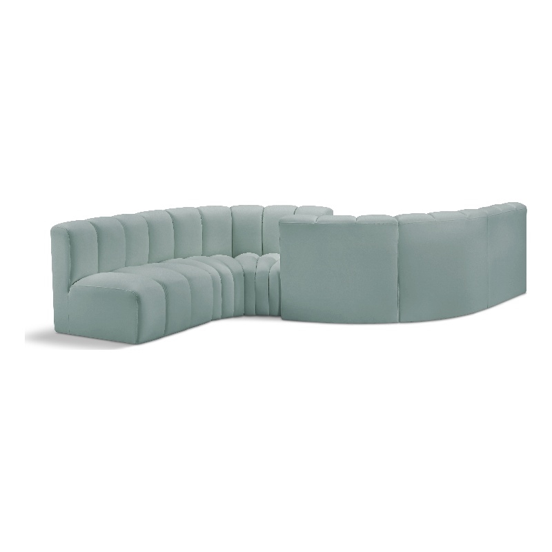 Bowery Hill Contemporary Mint Green Vegan Leather Modular Sectional