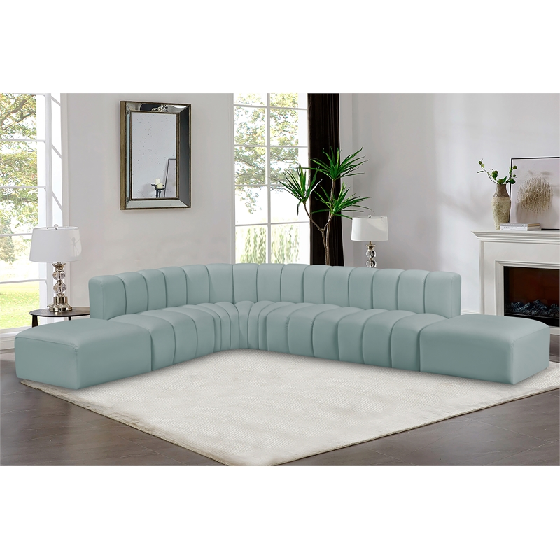 Bowery Hill Contemporary Mint Green Vegan Leather Modular Sectional