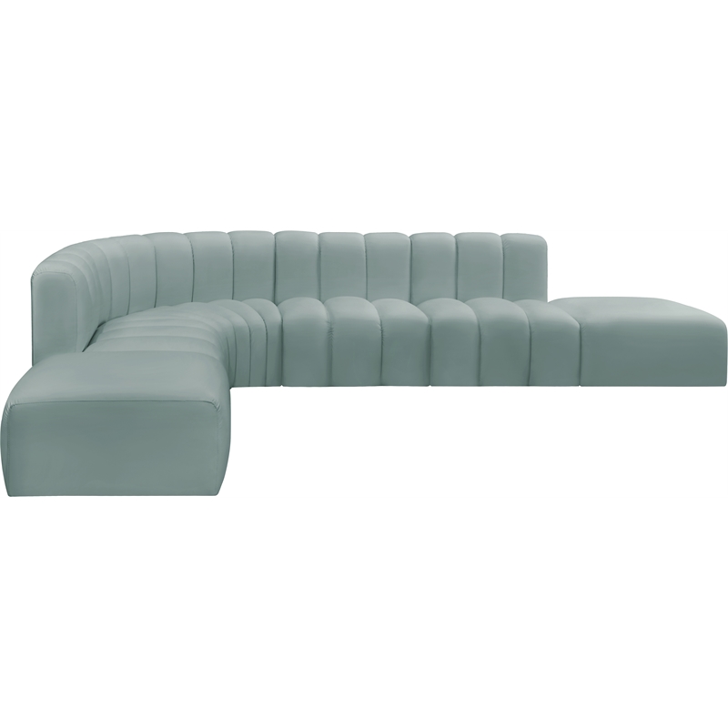 Bowery Hill Contemporary Mint Green Vegan Leather Modular Sectional