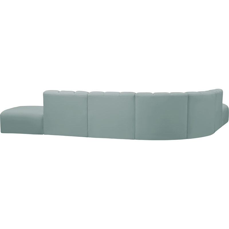 Bowery Hill Contemporary Mint Green Vegan Leather Modular Sectional
