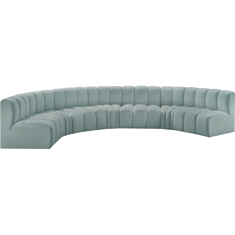 Bowery Hill Contemporary Mint Green Vegan Leather Modular Sectional
