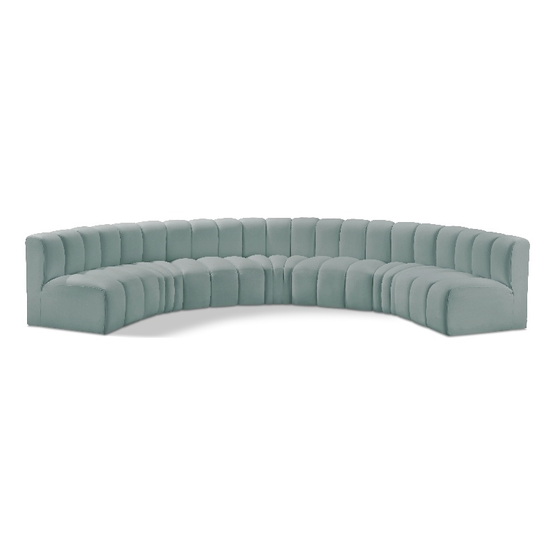 Bowery Hill Contemporary Mint Green Vegan Leather Modular Sectional
