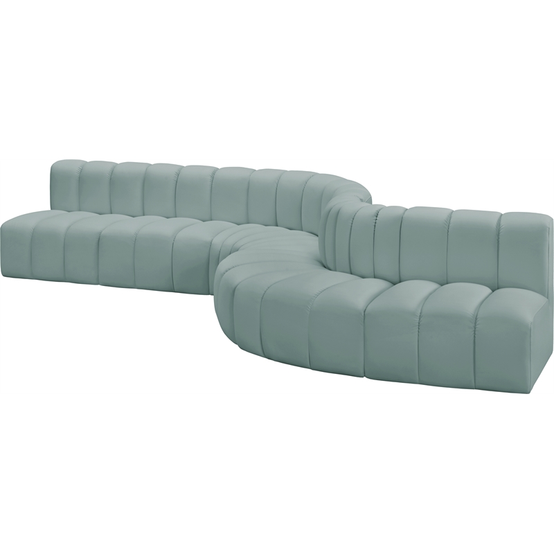 Bowery Hill Contemporary Mint Green Vegan Leather Modular Sectional
