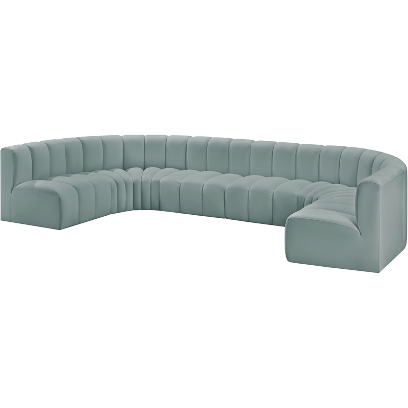 Bowery Hill Contemporary Mint Green Vegan Leather Modular Sectional
