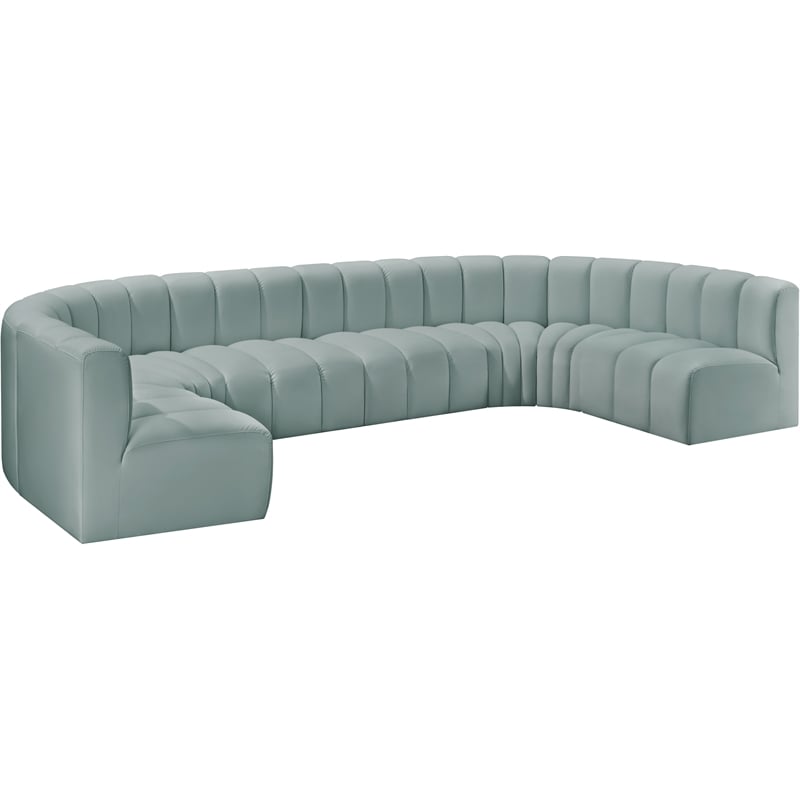 Bowery Hill Contemporary Mint Green Vegan Leather Modular Sectional