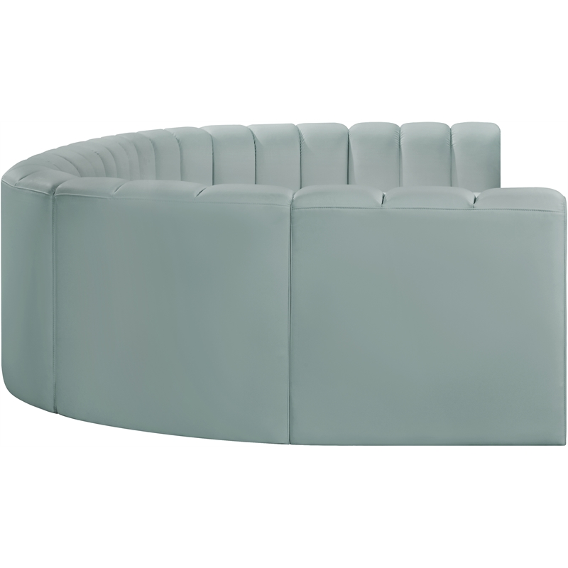 Bowery Hill Contemporary Mint Green Vegan Leather Modular Sectional