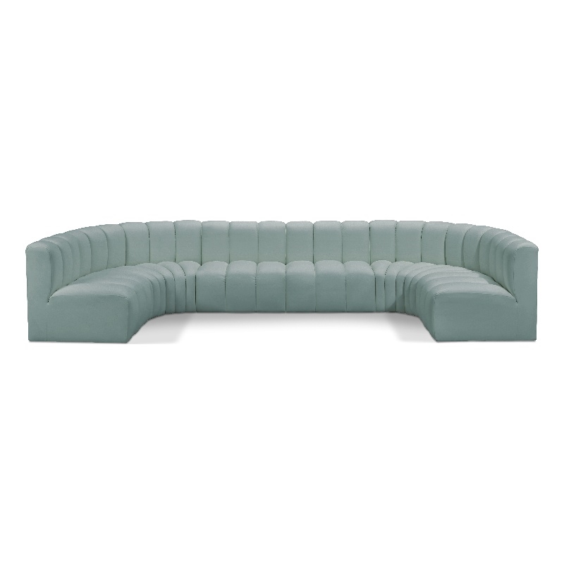 Bowery Hill Contemporary Mint Green Vegan Leather Modular Sectional