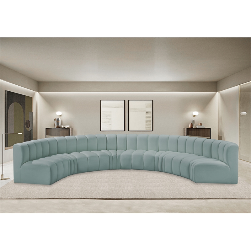 Bowery Hill Contemporary Mint Green Vegan Leather Modular Sectional