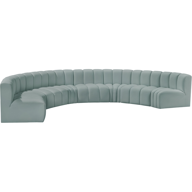 Bowery Hill Contemporary Mint Green Vegan Leather Modular Sectional