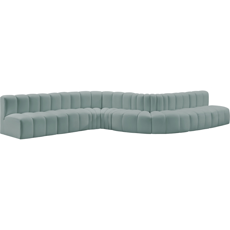 Bowery Hill Contemporary Mint Green Vegan Leather Modular Sectional