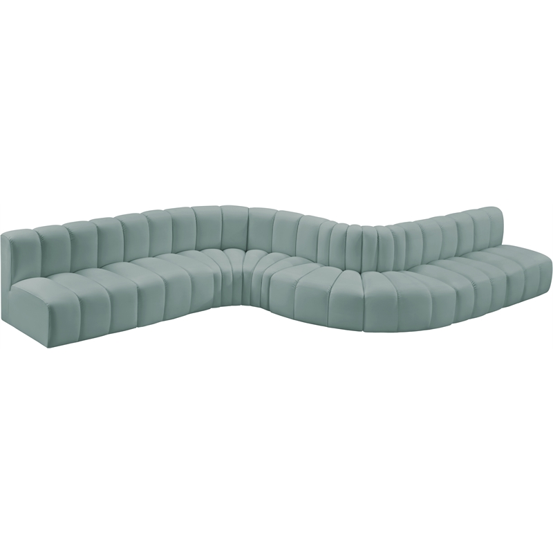 Bowery Hill Contemporary Mint Green Vegan Leather Modular Sectional