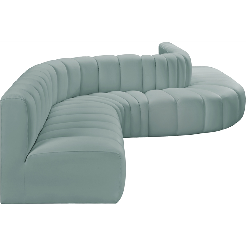 Bowery Hill Contemporary Mint Green Vegan Leather Modular Sectional