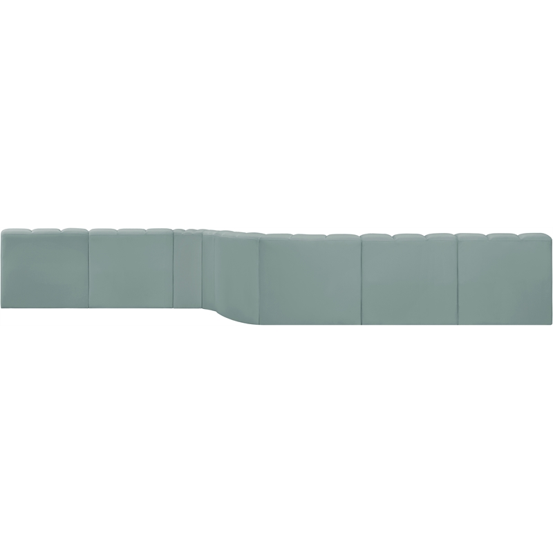 Bowery Hill Contemporary Mint Green Vegan Leather Modular Sectional