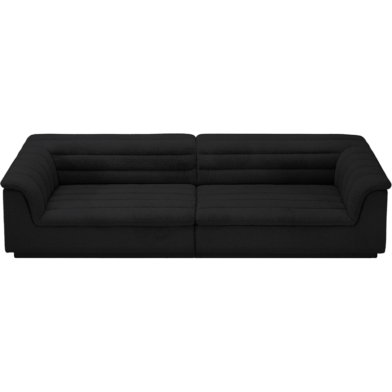 Bowery Hill Contemporary Rich Black Boucle Fabric Modular Sofa