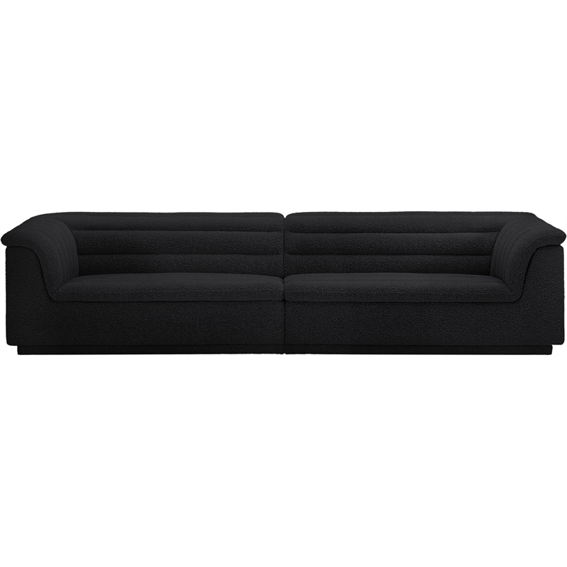 Bowery Hill Contemporary Rich Black Boucle Fabric Modular Sofa