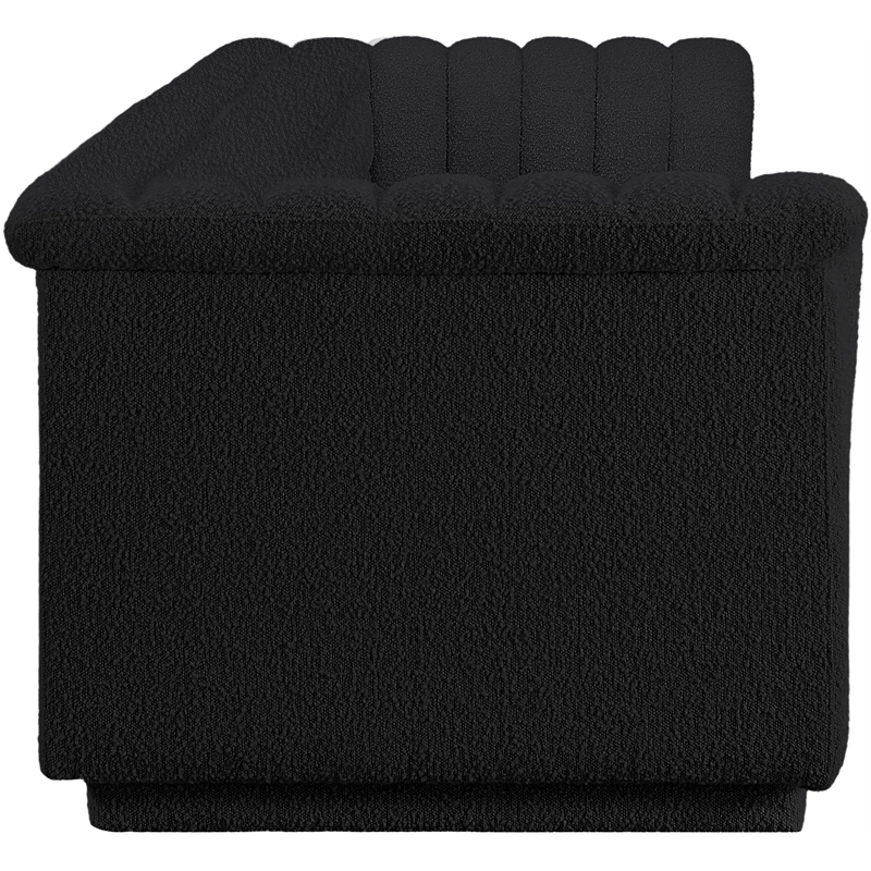 Bowery Hill Contemporary Rich Black Boucle Fabric Modular Sofa