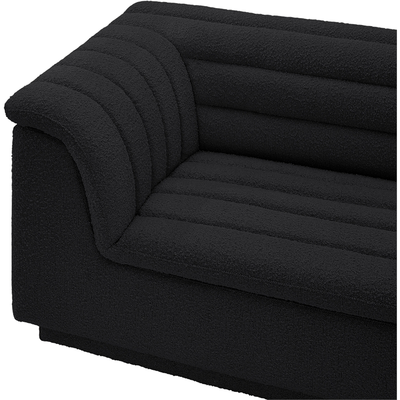 Bowery Hill Contemporary Rich Black Boucle Fabric Modular Sofa