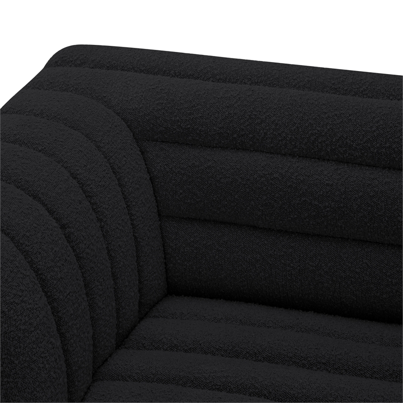 Bowery Hill Contemporary Rich Black Boucle Fabric Modular Sofa