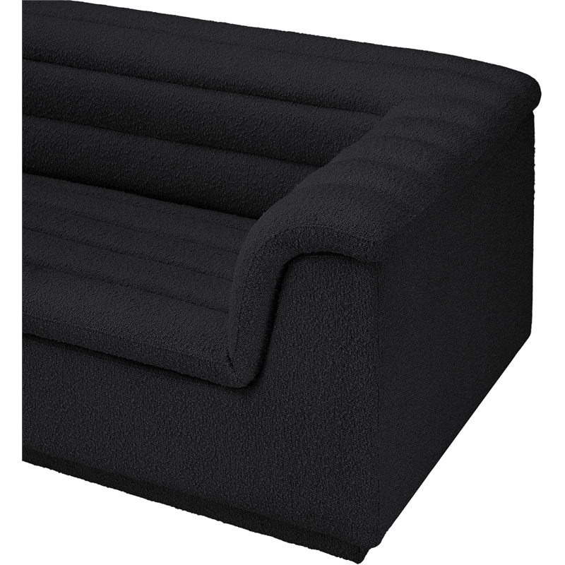 Bowery Hill Contemporary Rich Black Boucle Fabric Modular Sofa