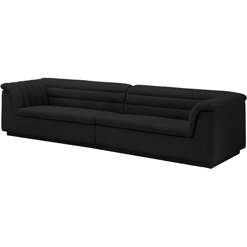 Bowery Hill Contemporary Rich Black Boucle Fabric Modular Sofa
