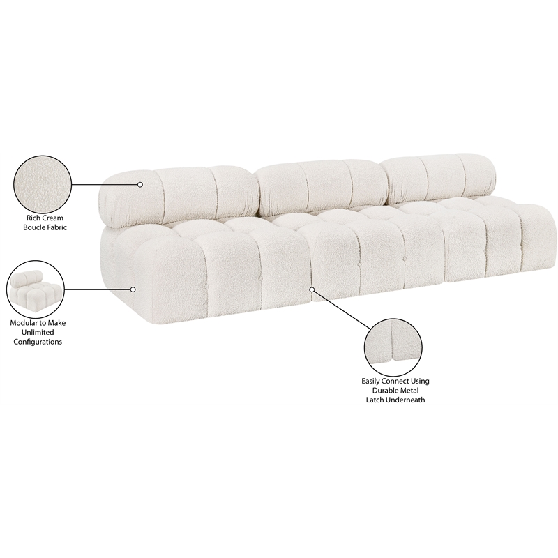 Bowery Hill Contemporary Rich Cream Boucle Fabric Modular Sofa