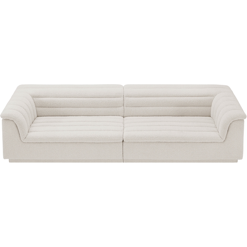 Bowery Hill Contemporary Rich Cream Boucle Fabric Modular Sofa