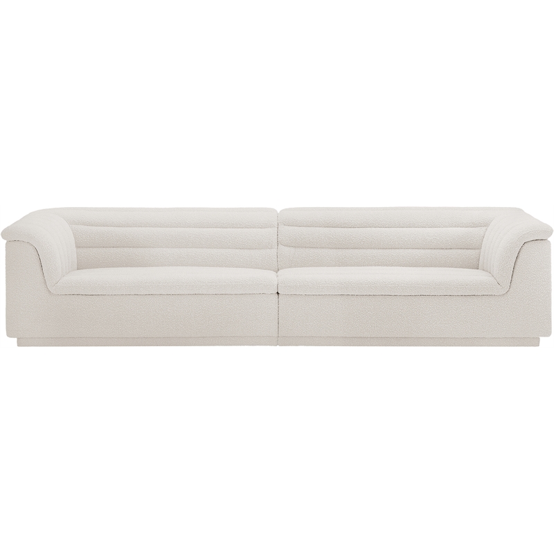 Bowery Hill Contemporary Rich Cream Boucle Fabric Modular Sofa
