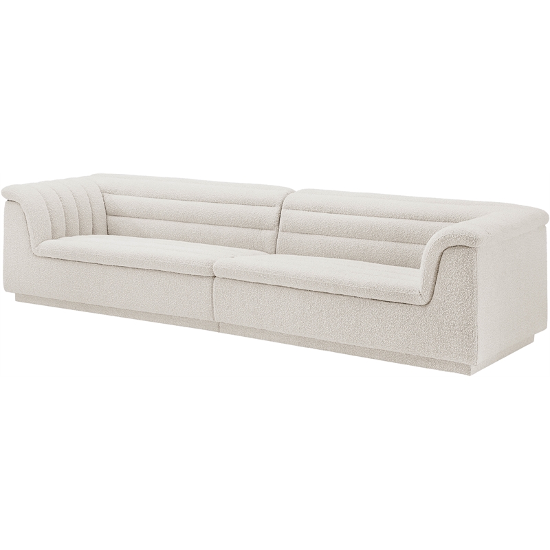 Bowery Hill Contemporary Rich Cream Boucle Fabric Modular Sofa