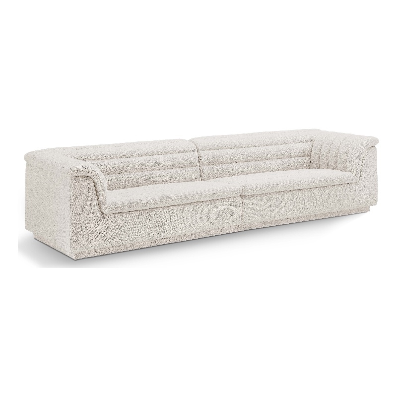 Bowery Hill Contemporary Rich Cream Boucle Fabric Modular Sofa