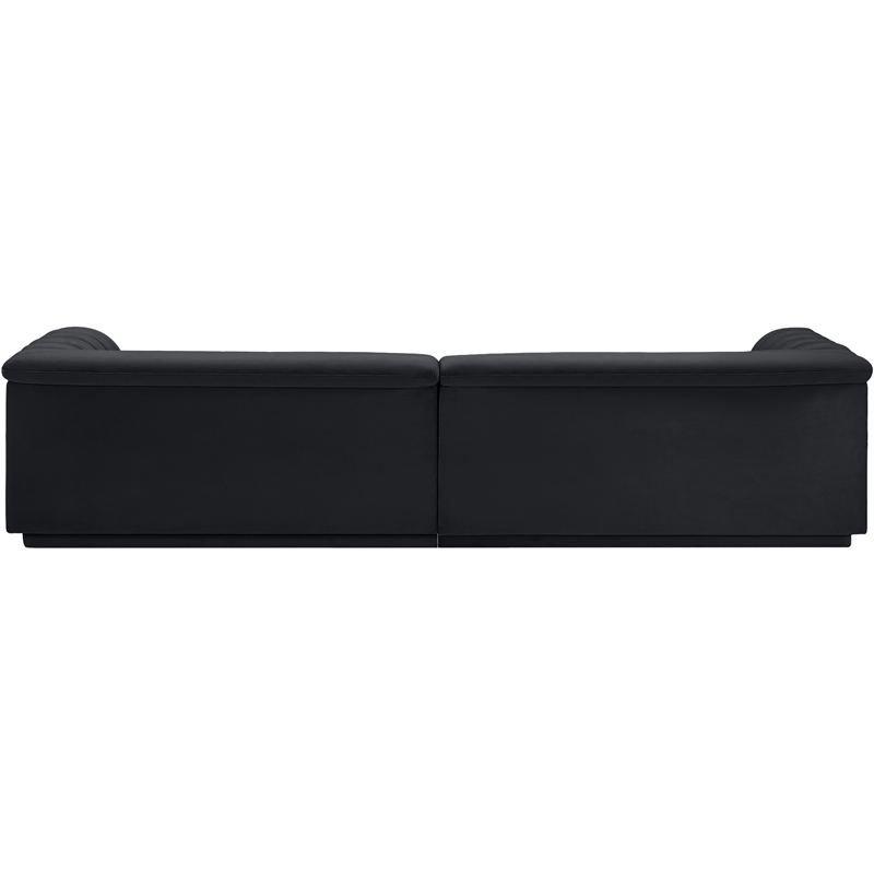 Bowery Hill Contemporary Soft Black Velvet Fabric Modular Sofa