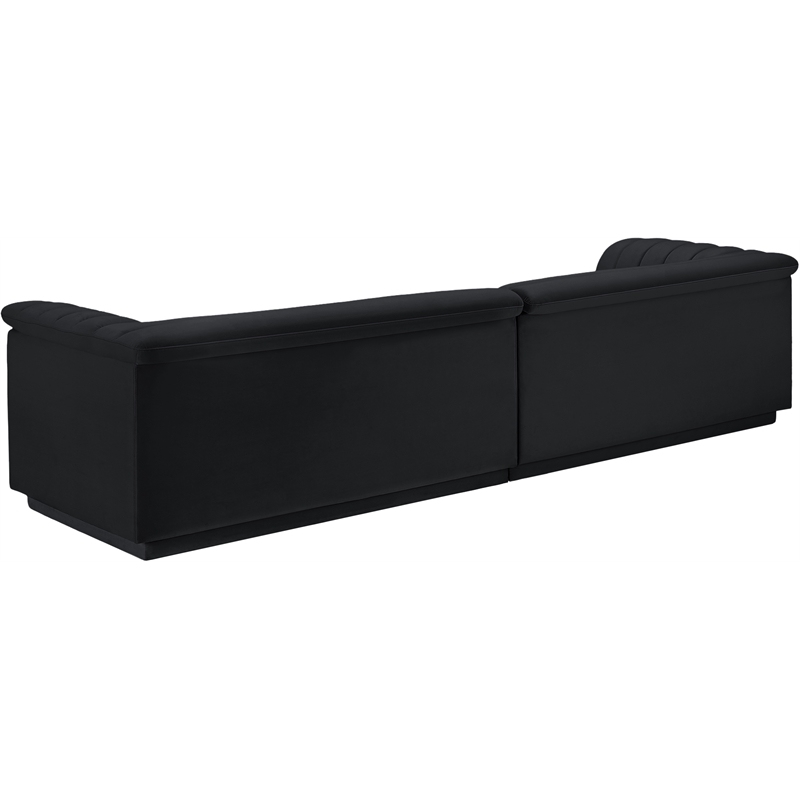 Bowery Hill Contemporary Soft Black Velvet Fabric Modular Sofa