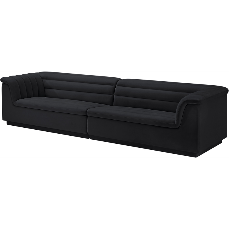 Bowery Hill Contemporary Soft Black Velvet Fabric Modular Sofa