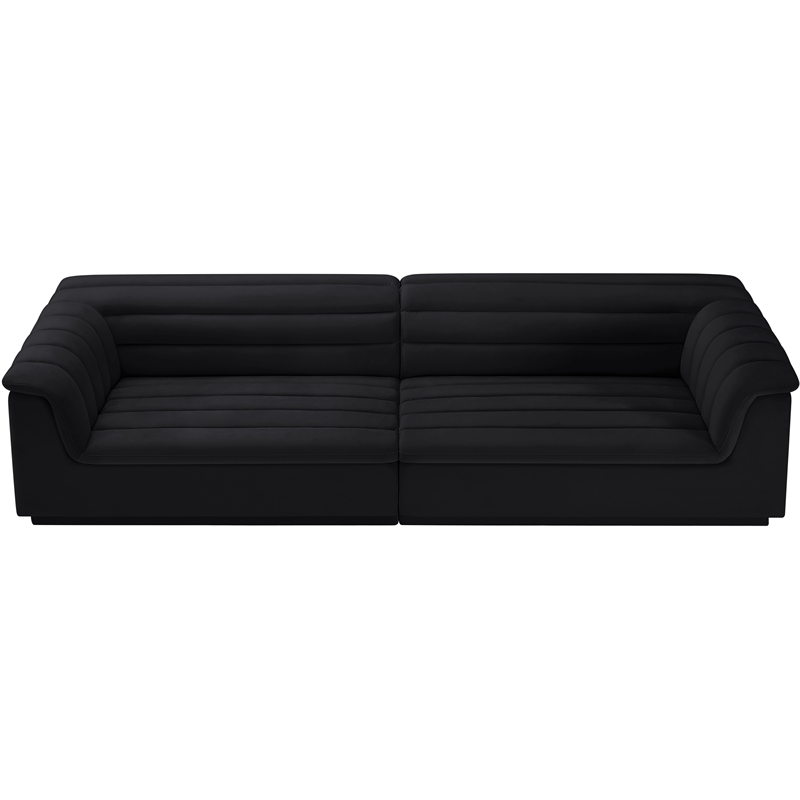 Bowery Hill Contemporary Soft Black Velvet Fabric Modular Sofa