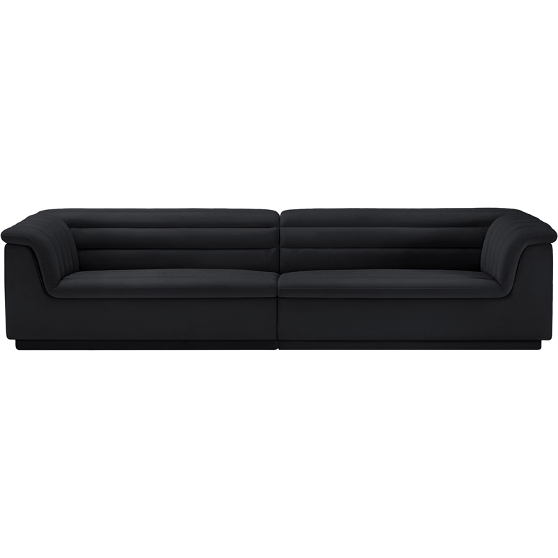 Bowery Hill Contemporary Soft Black Velvet Fabric Modular Sofa