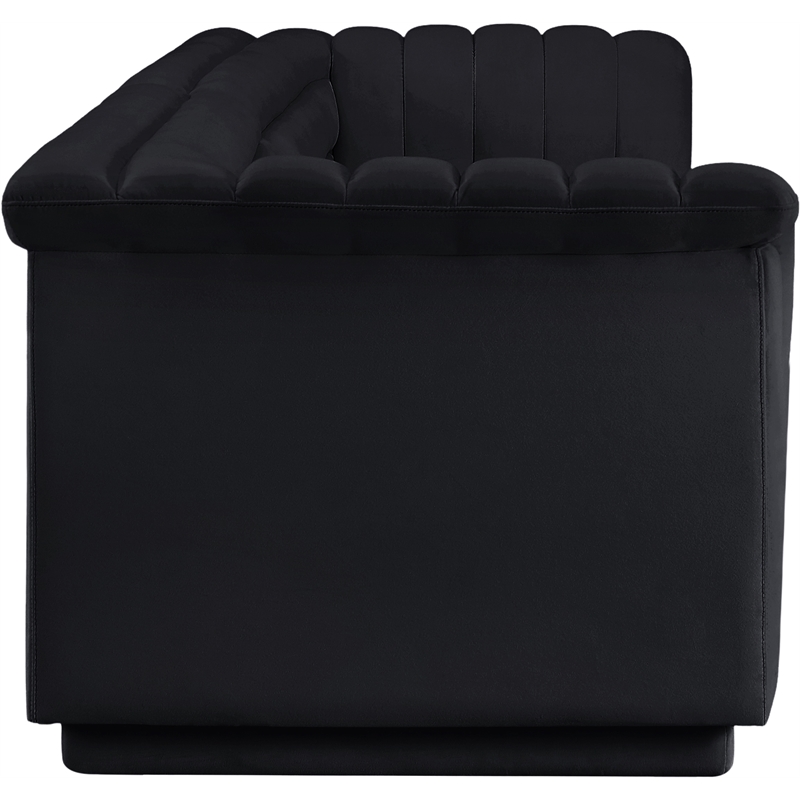 Bowery Hill Contemporary Soft Black Velvet Fabric Modular Sofa