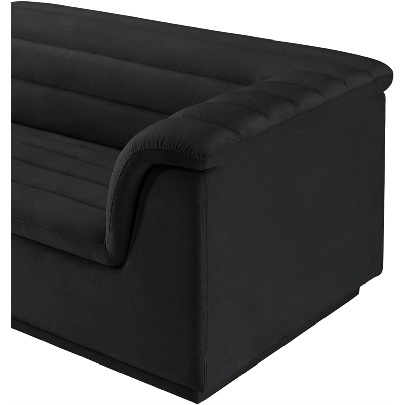 Bowery Hill Contemporary Soft Black Velvet Fabric Modular Sofa
